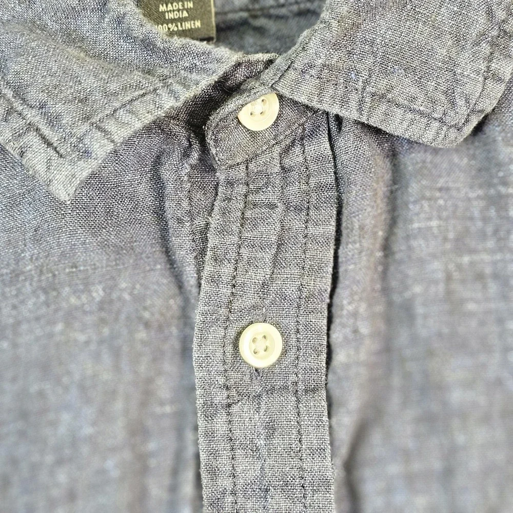 Banana Republic Shirt Mens XL Blue 100% Linen Long Sleeve Button Up‎ Casual